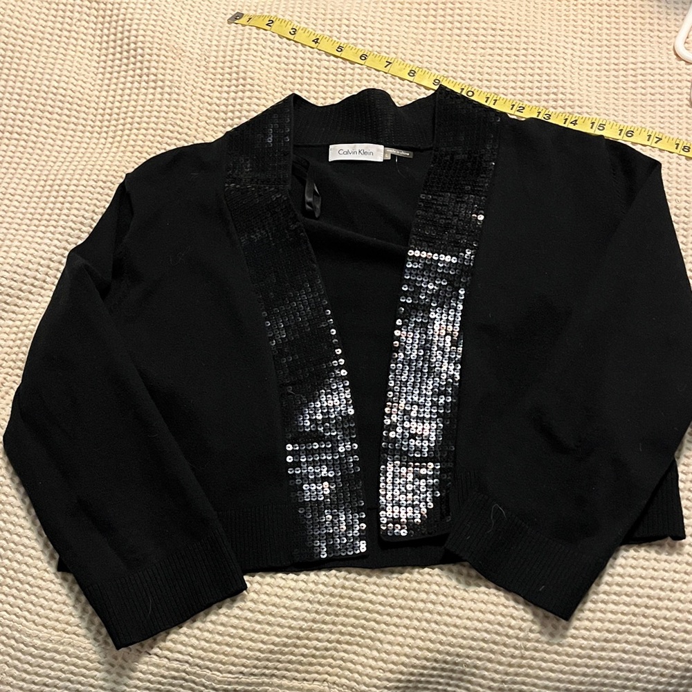 Calvin Klein Black Cardigan with Silver Sequins